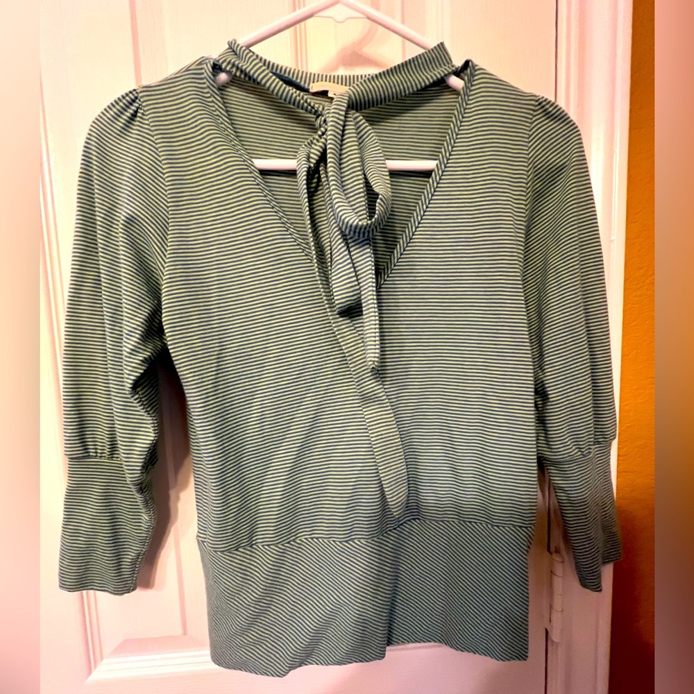 Veronica M Blue and Green Striped Women's Top, size small